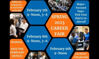 Spring 2023 Career Fair: Civil Eng., Computer Eng., Computer Science, Construction Mgmt., Cybersecurity, Data Science, Environmental Eng., Mathematics, Software Eng.