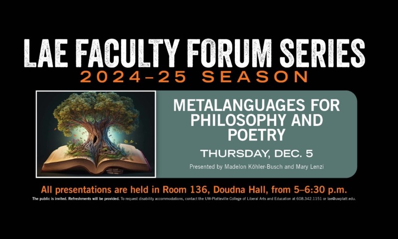 LAE Faculty Forum: Metalanguages for Philosophy and Poetry