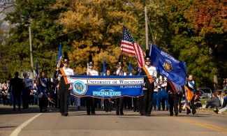  Marching Pioneers at the UW-Platteville Homecoming Parade