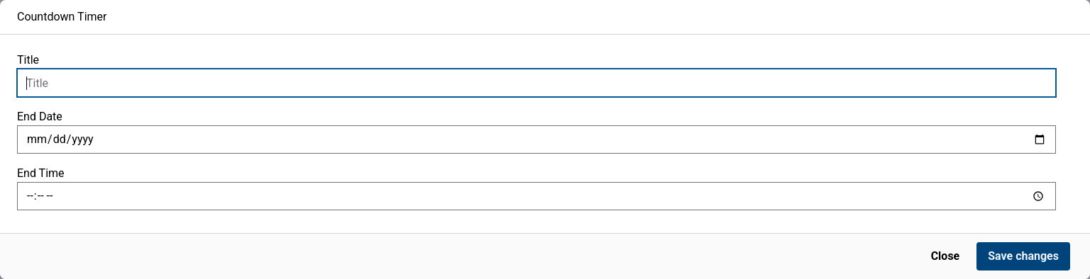 Countdown Timer Add Form